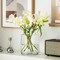 Clear Vases for Centerpieces, 9 Inch Large Glass Vase for Bouquet, Glasses Home Decor Modern Jarrones Decorativos for Wedding Living Room Dining Table Office